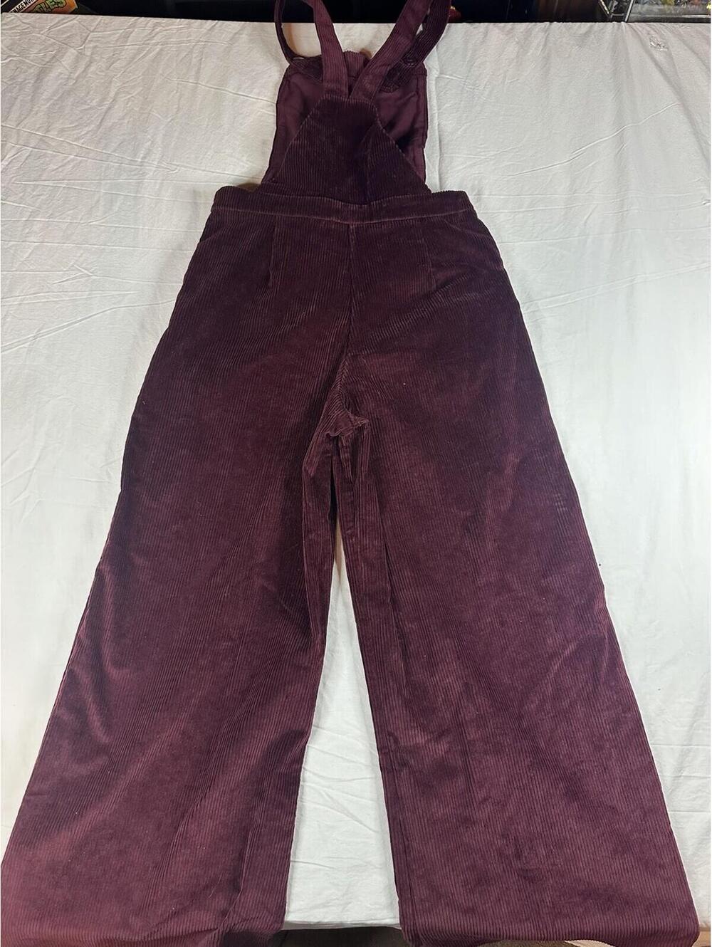 🍷 Vintage Corduroy Overalls Burgundy Wide Leg Jumpsuit S Xhilaration Wide-Leg - Picture 9 of 16